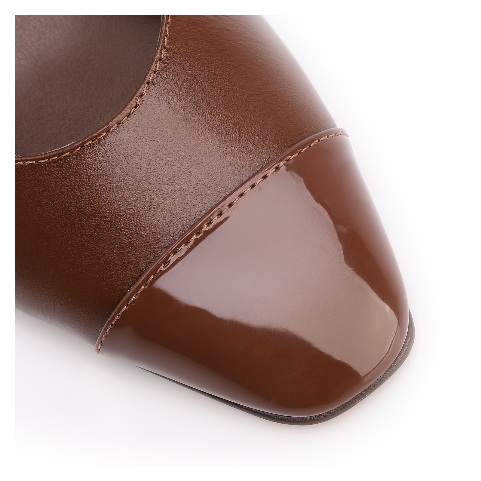 Scarpin Couro Marrom/ Alt Verniz Marrom
