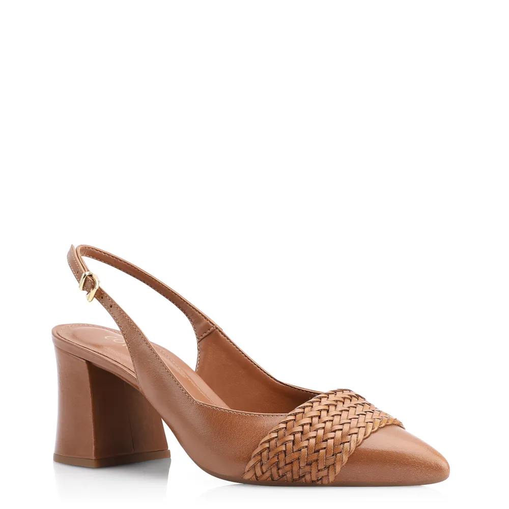 Scarpin Couro Marrom Claro