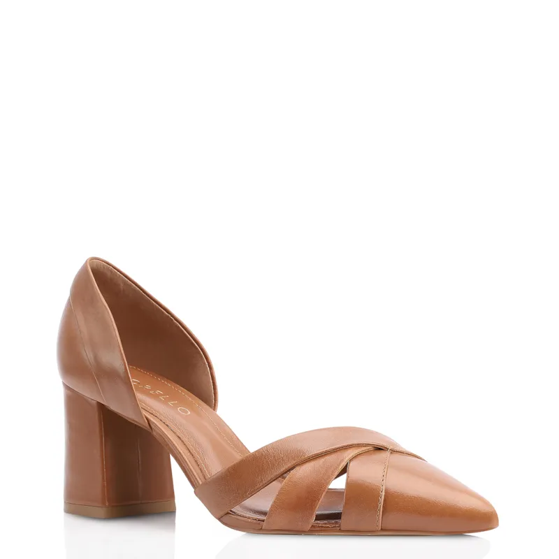 Scarpin Couro Marrom Claro