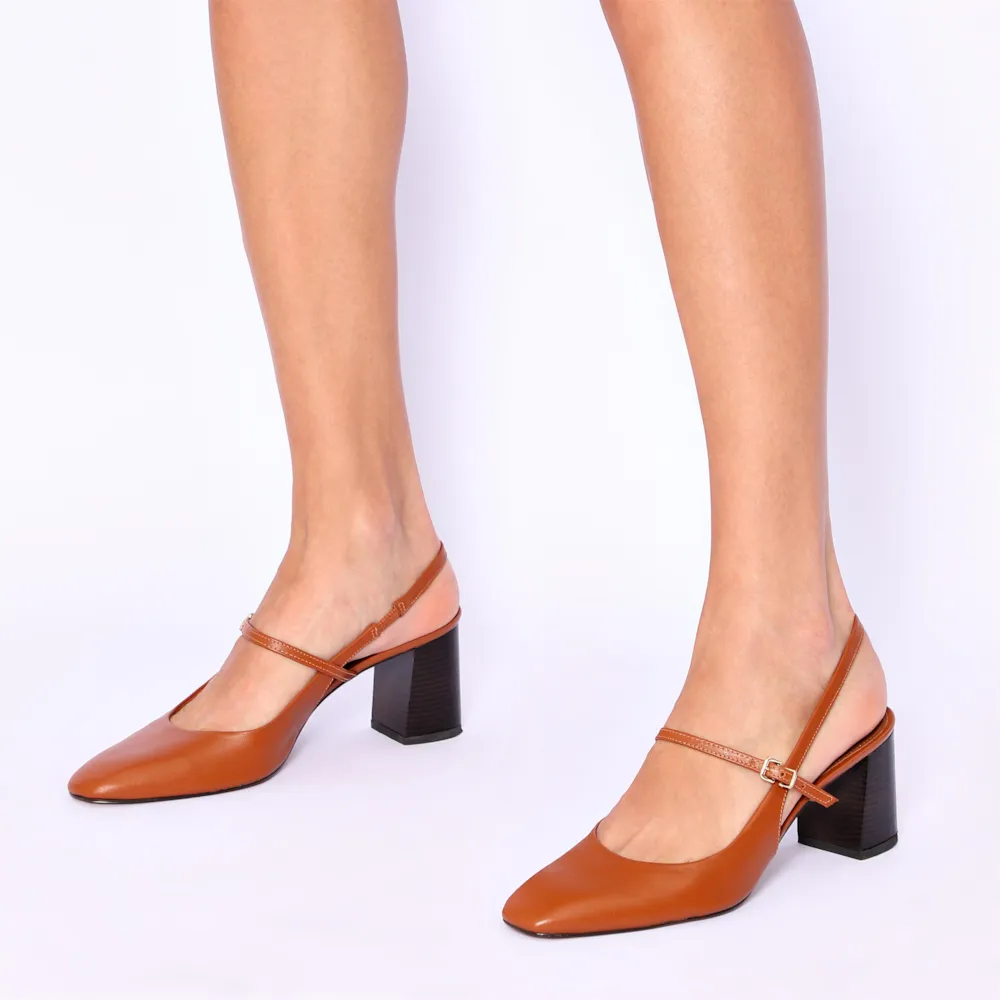 Scarpin Couro Marrom Claro - imagem 2