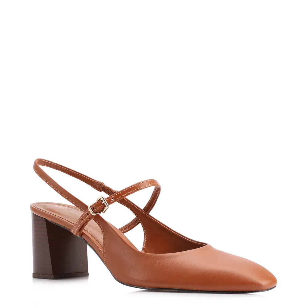 Scarpin Couro Marrom Claro