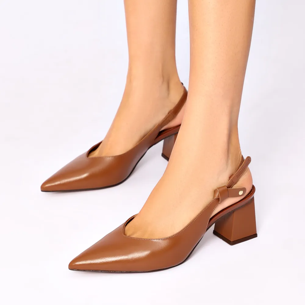 Scarpin Couro Marrom Claro - imagem 2