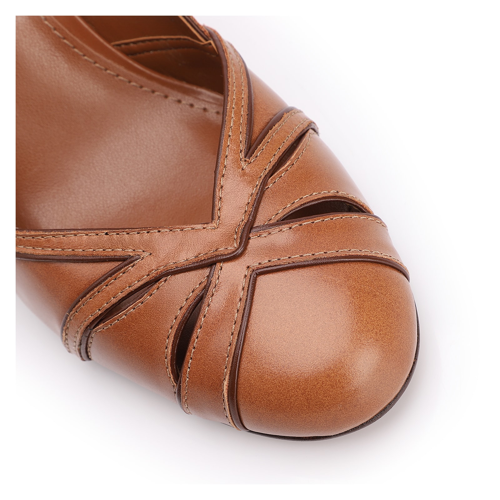 Scarpin Couro Marrom Claro/Alt Marrom Escuro