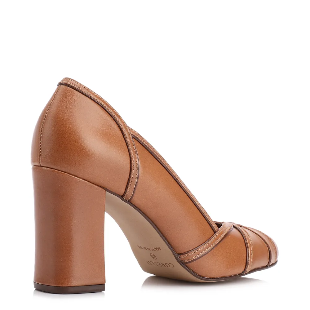 Scarpin Couro Marrom Claro/Alt Marrom Escuro - imagem 3