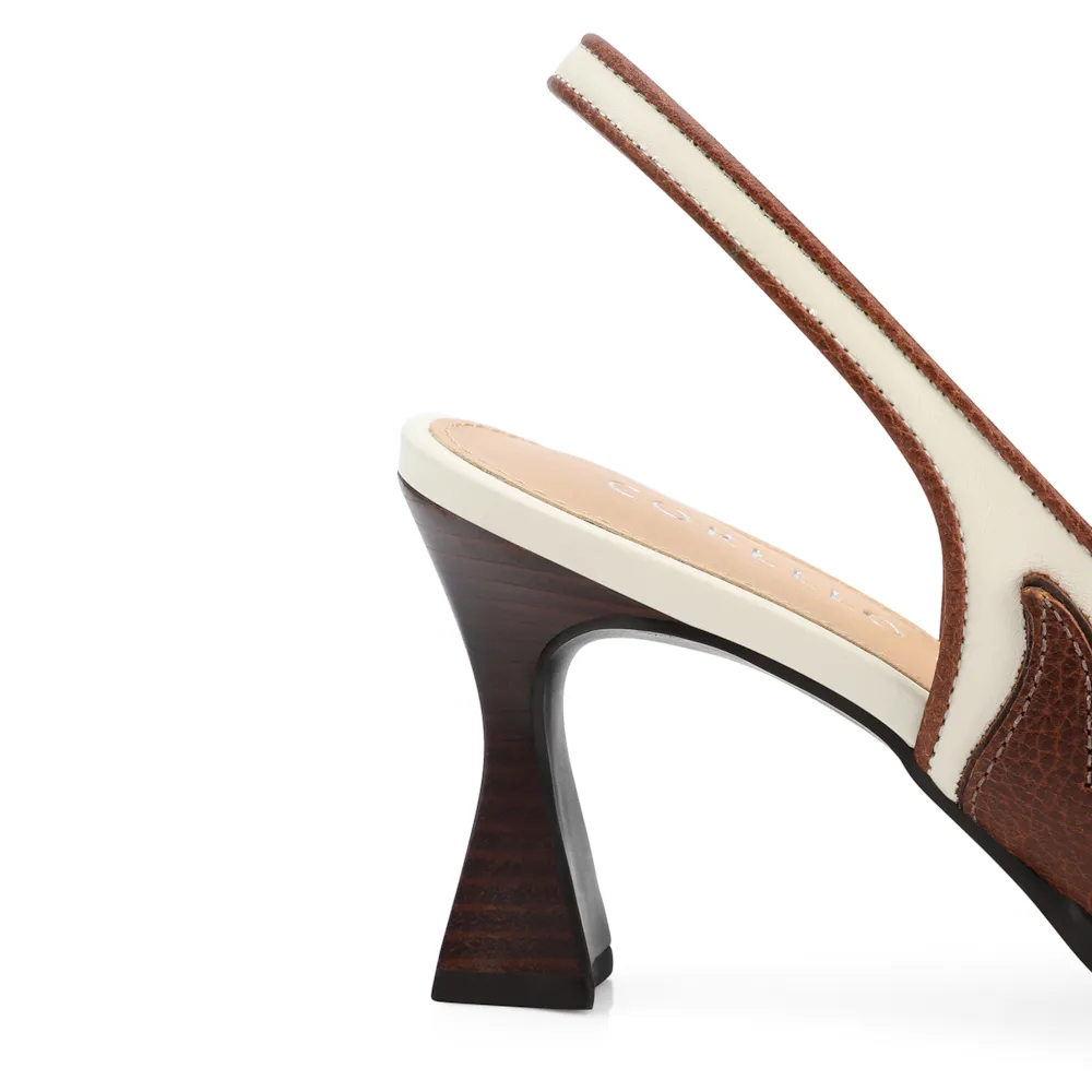 Scarpin Couro Marrom /Couro Off White/Alt Python Marrom - imagem 8