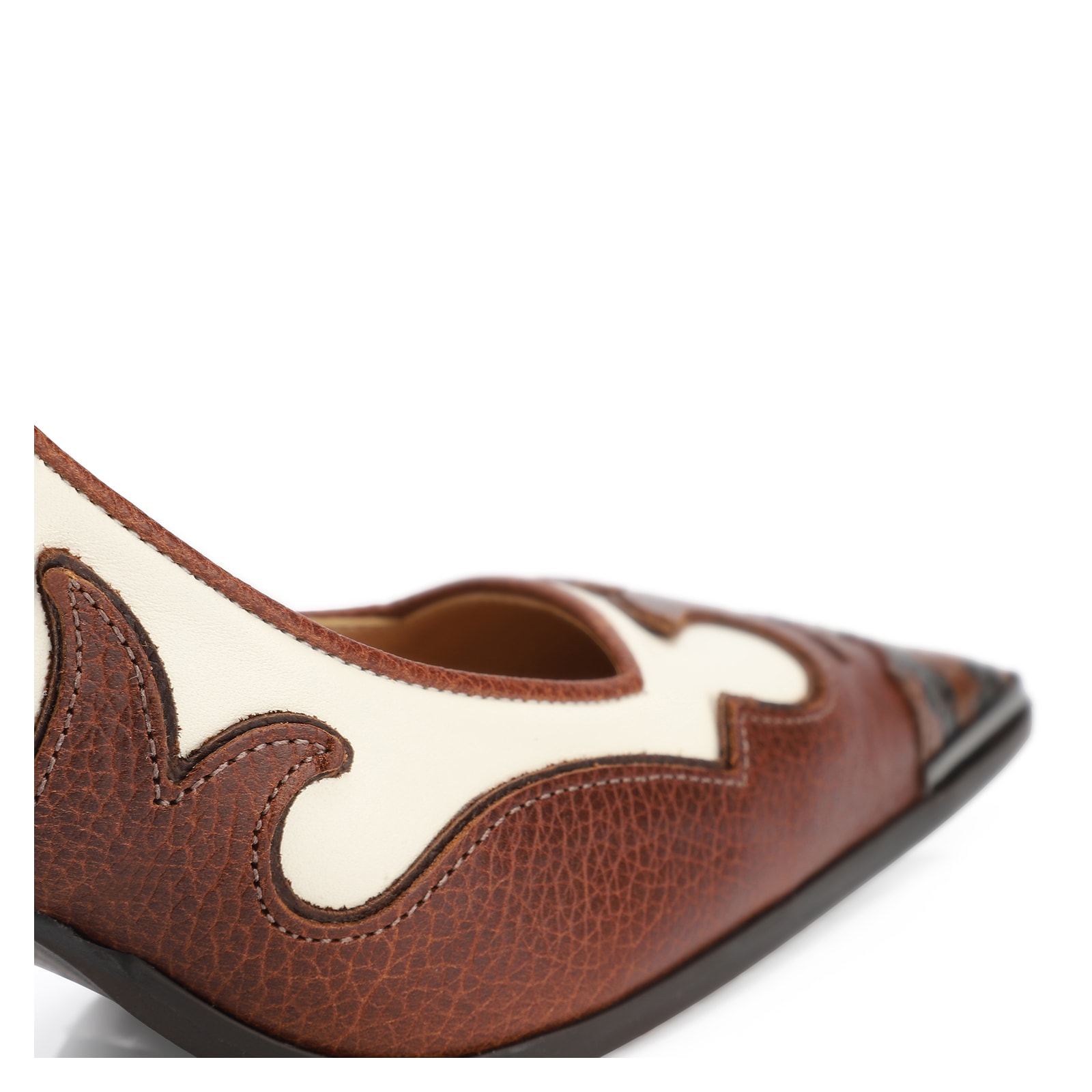 Scarpin Couro Marrom /Couro Off White/Alt Python Marrom
