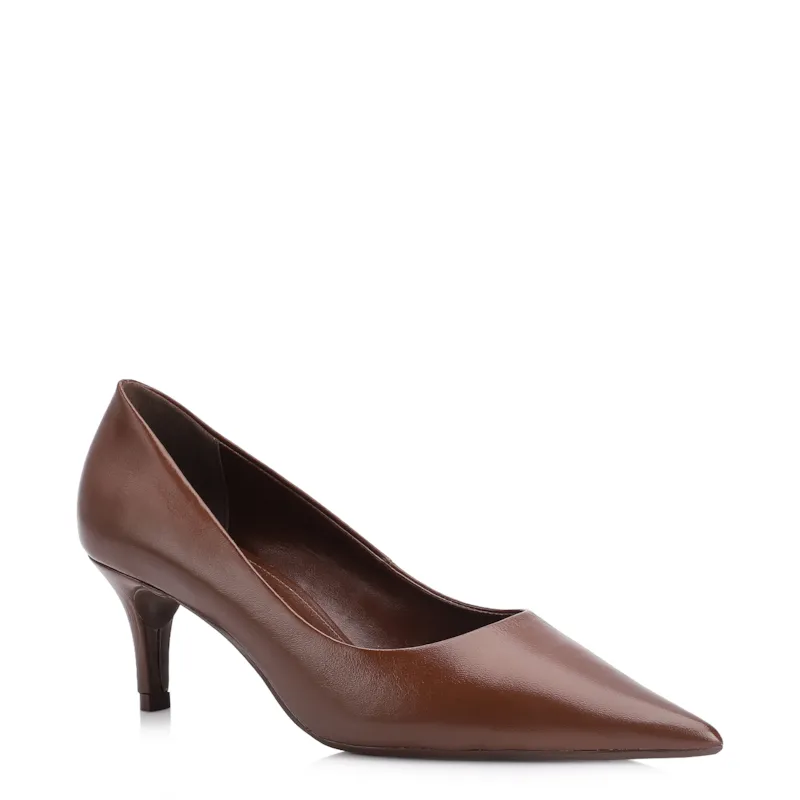 Scarpin Couro Marrom Escuro