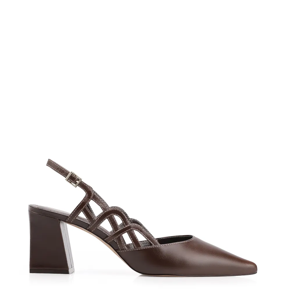 Scarpin Couro Marrom Escuro - imagem 2