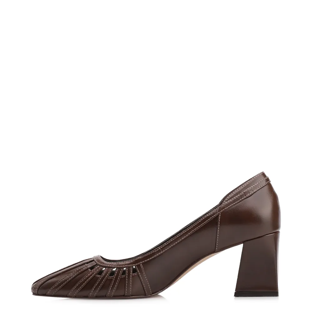 Scarpin Couro Marrom Escuro - imagem 4