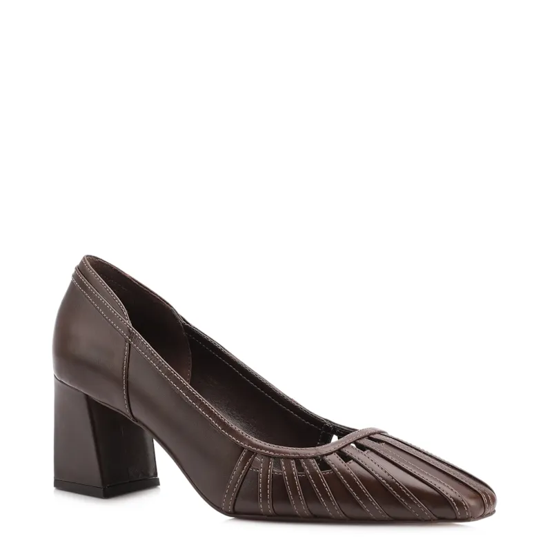 Scarpin Couro Marrom Escuro