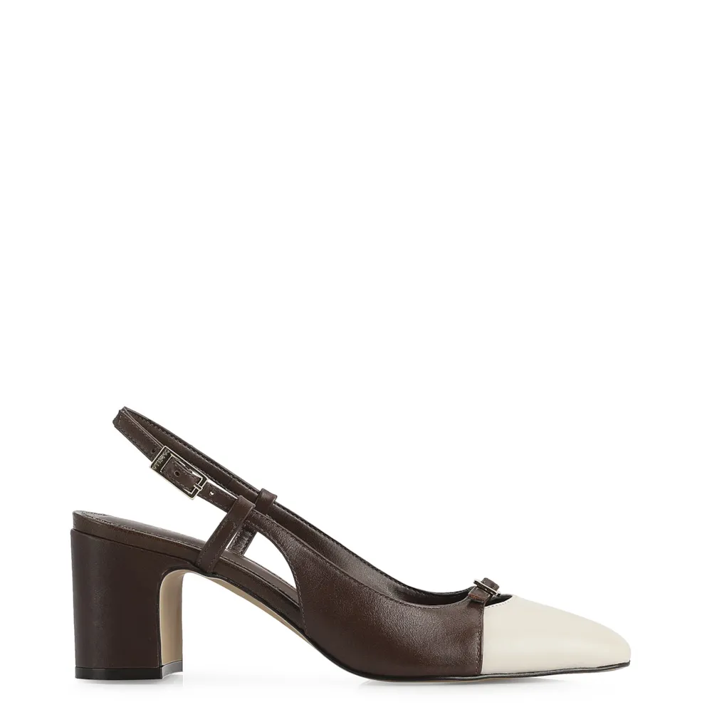 Scarpin Couro Marrom/Off White - imagem 3