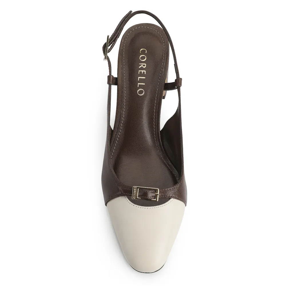 Scarpin Couro Marrom/Off White - imagem 6