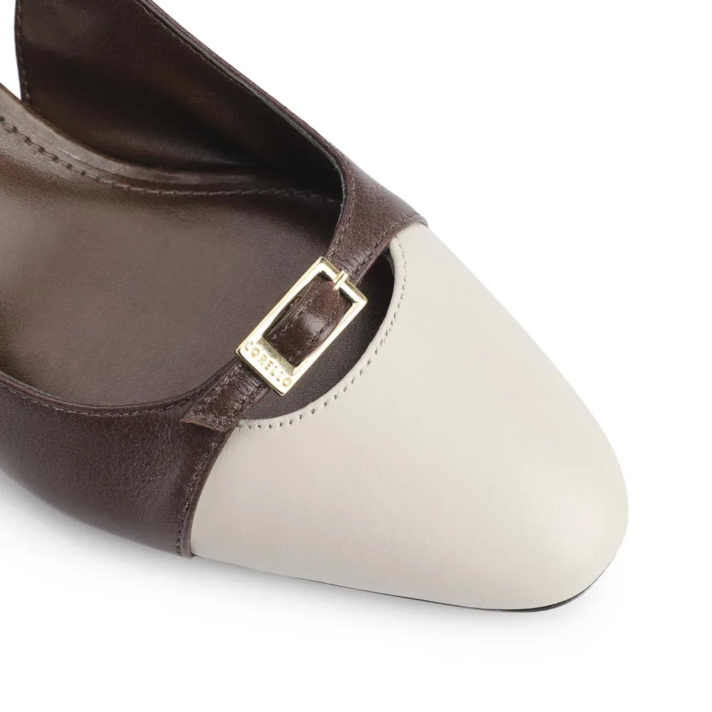 Scarpin Couro Marrom/Off White - imagem 7