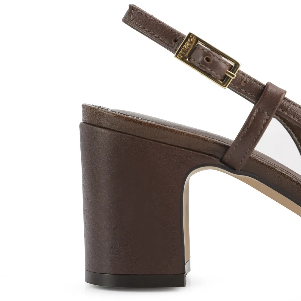 Scarpin Couro Marrom/Off White - imagem 8