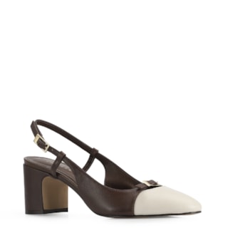 Couro Marrom/Off White