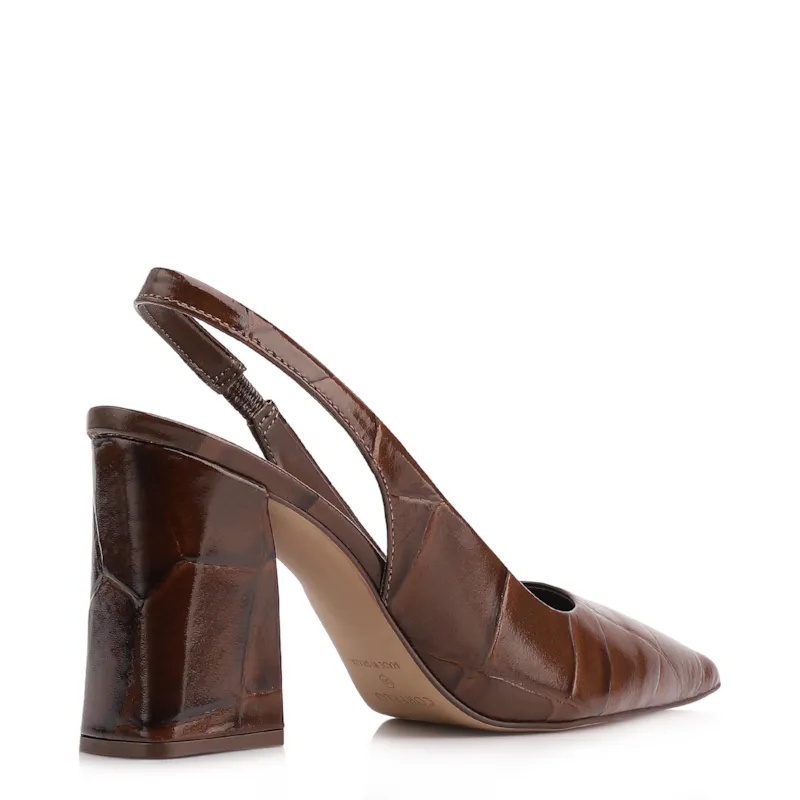 Scarpin Couro Maxi Croco Marrom - foto 4