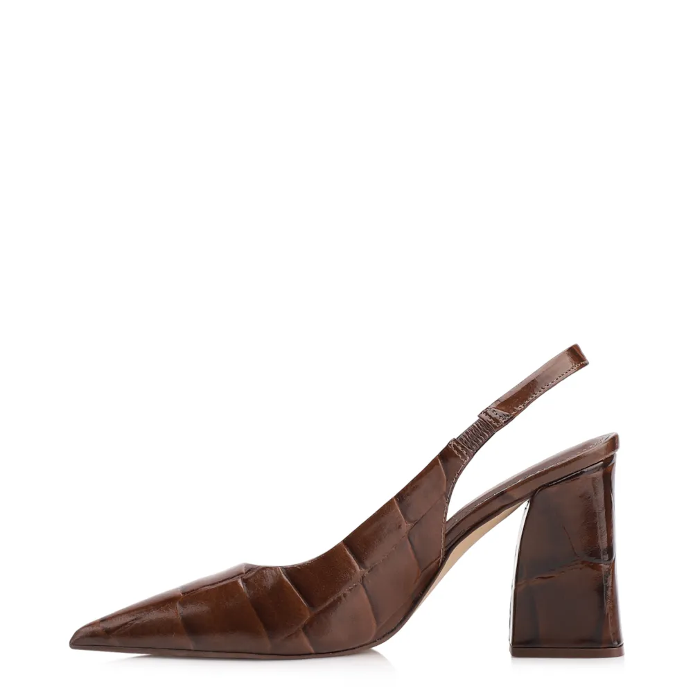 Scarpin Couro Maxi Croco Marrom - imagem 5