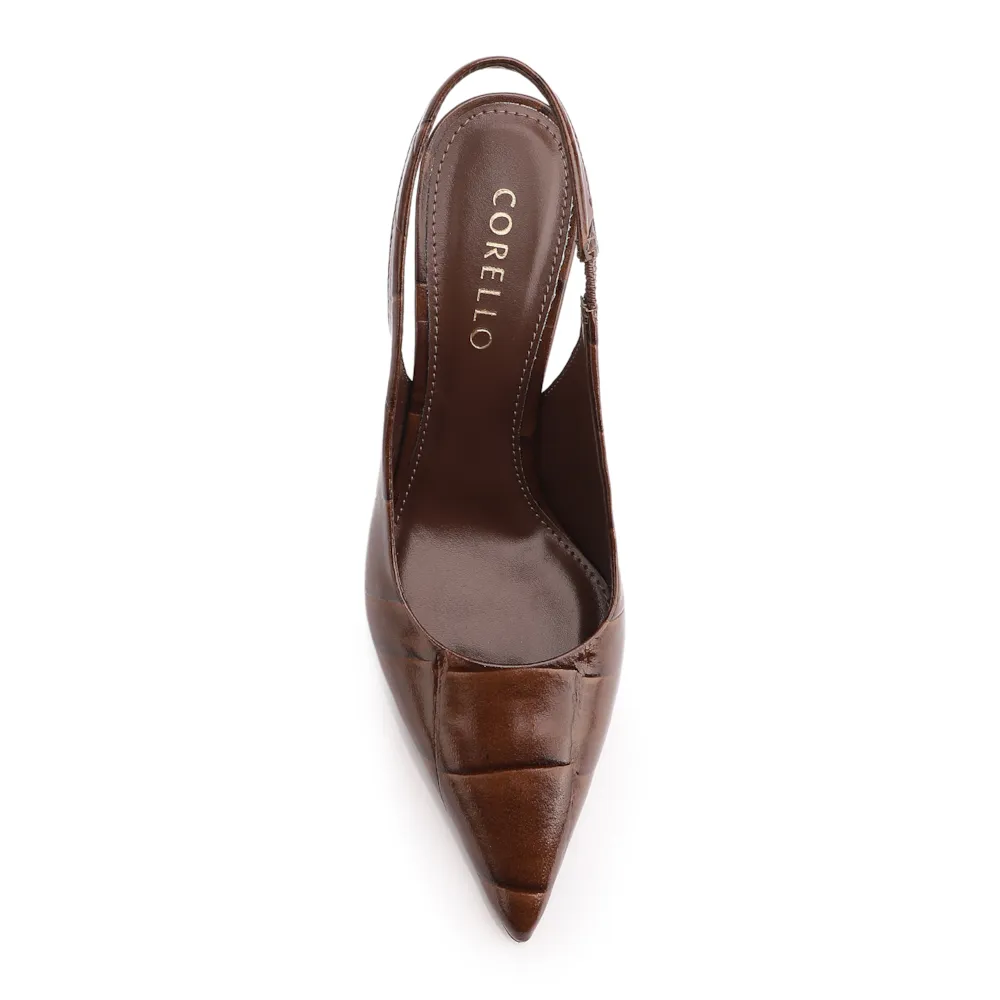 Scarpin Couro Maxi Croco Marrom - imagem 6