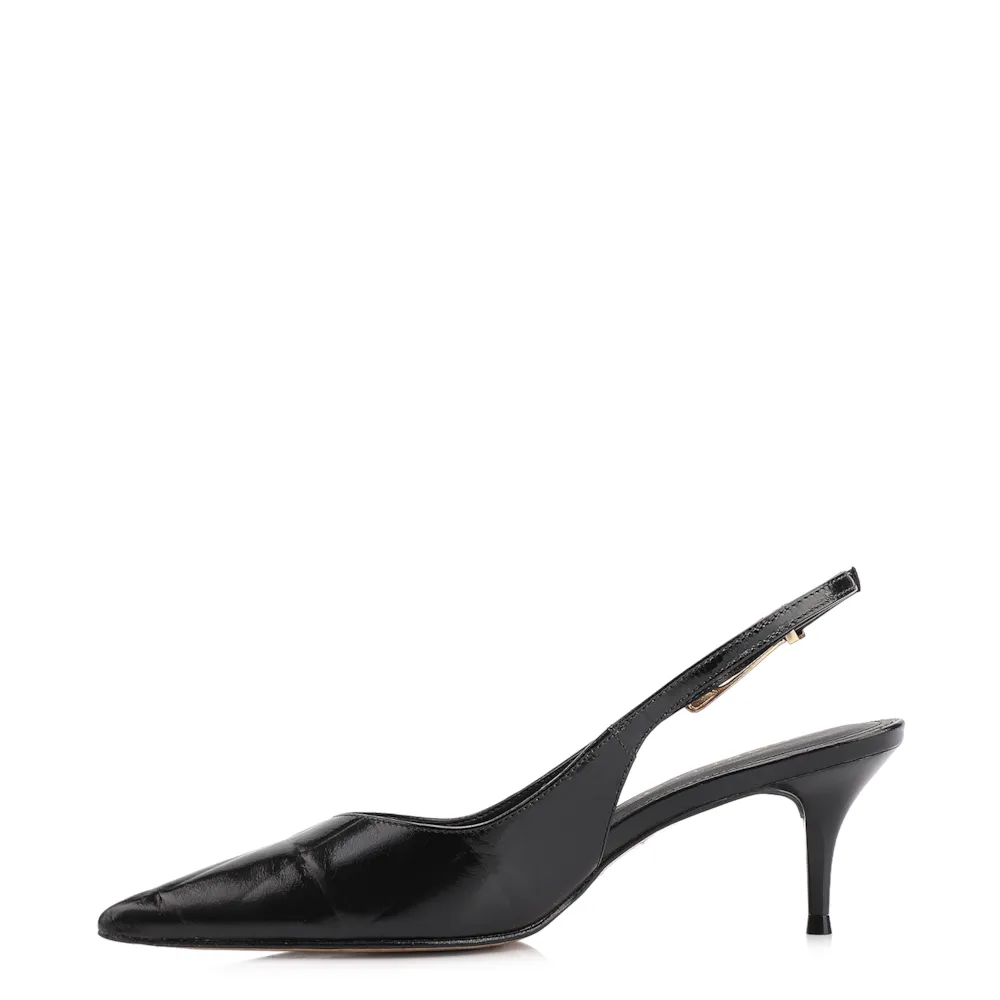 Scarpin Couro Maxi Croco Preto - imagem 4