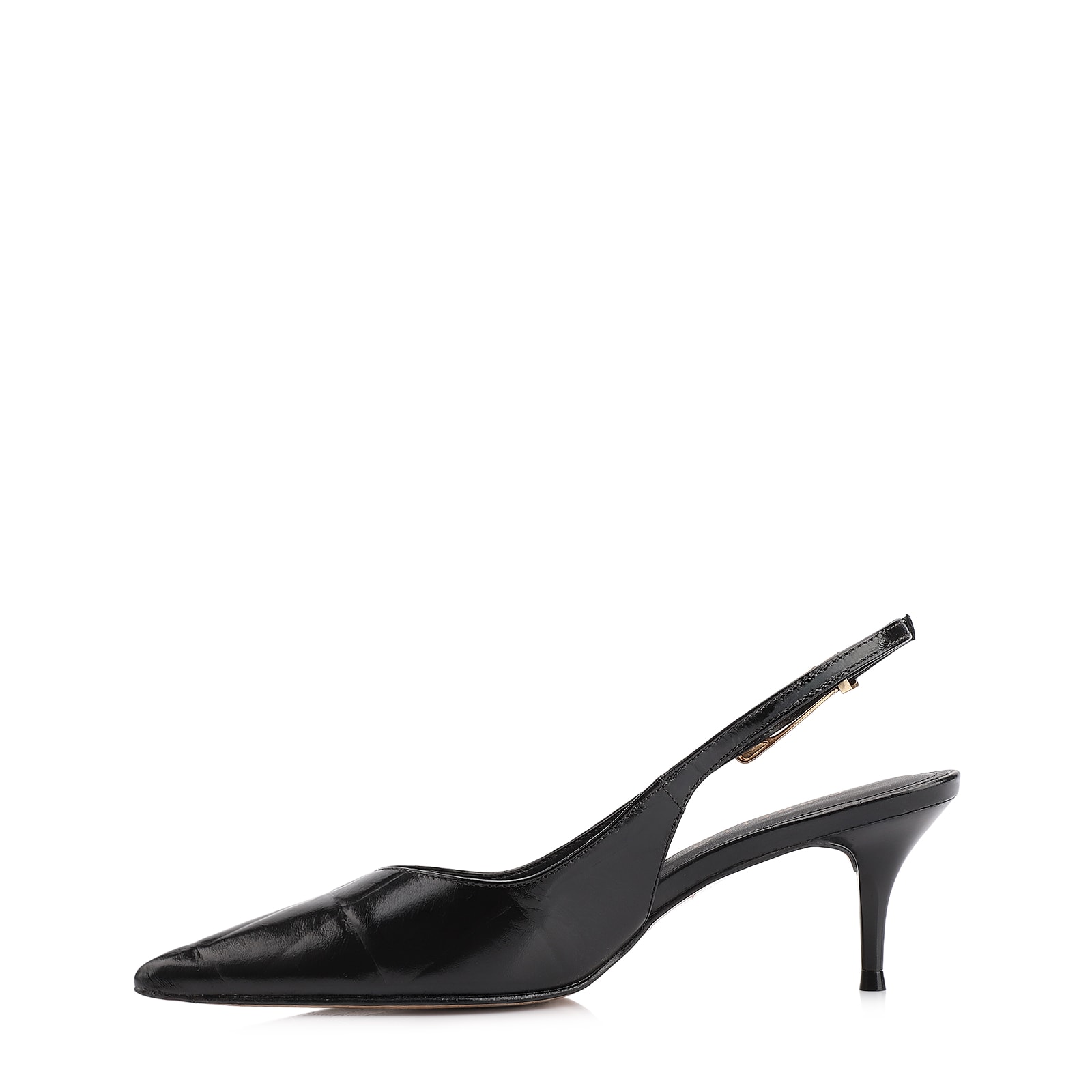 Scarpin Couro Maxi Croco Preto