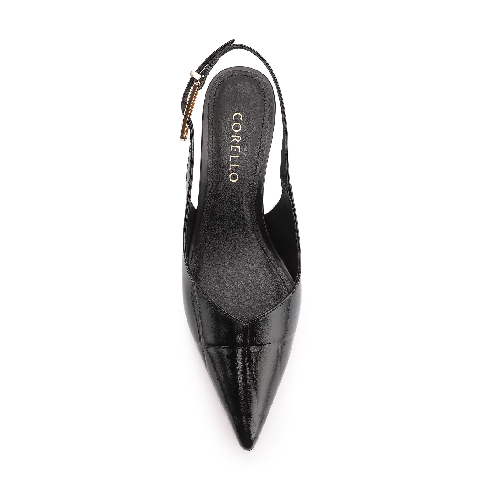 Scarpin Couro Maxi Croco Preto