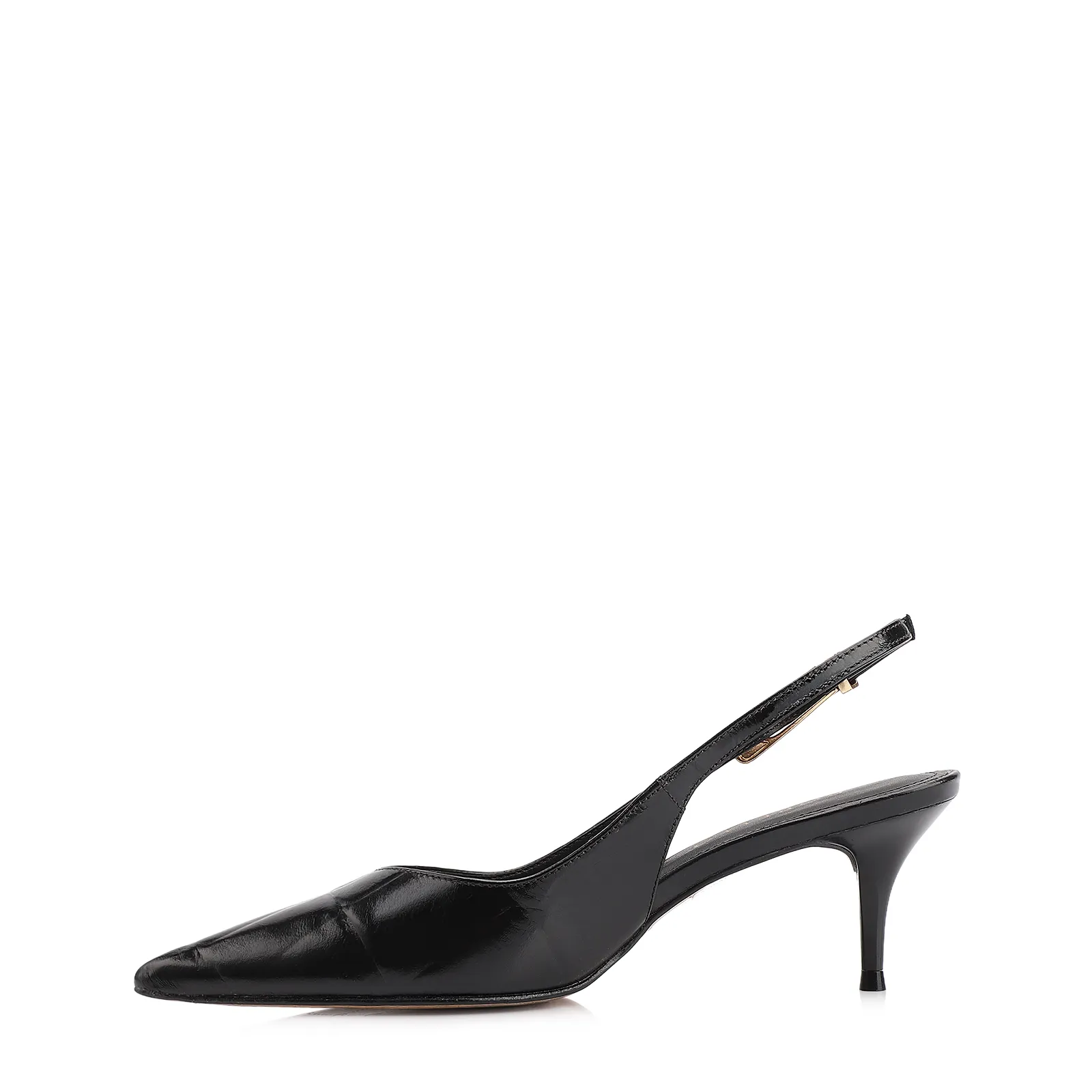Scarpin Couro Maxi Croco Preto