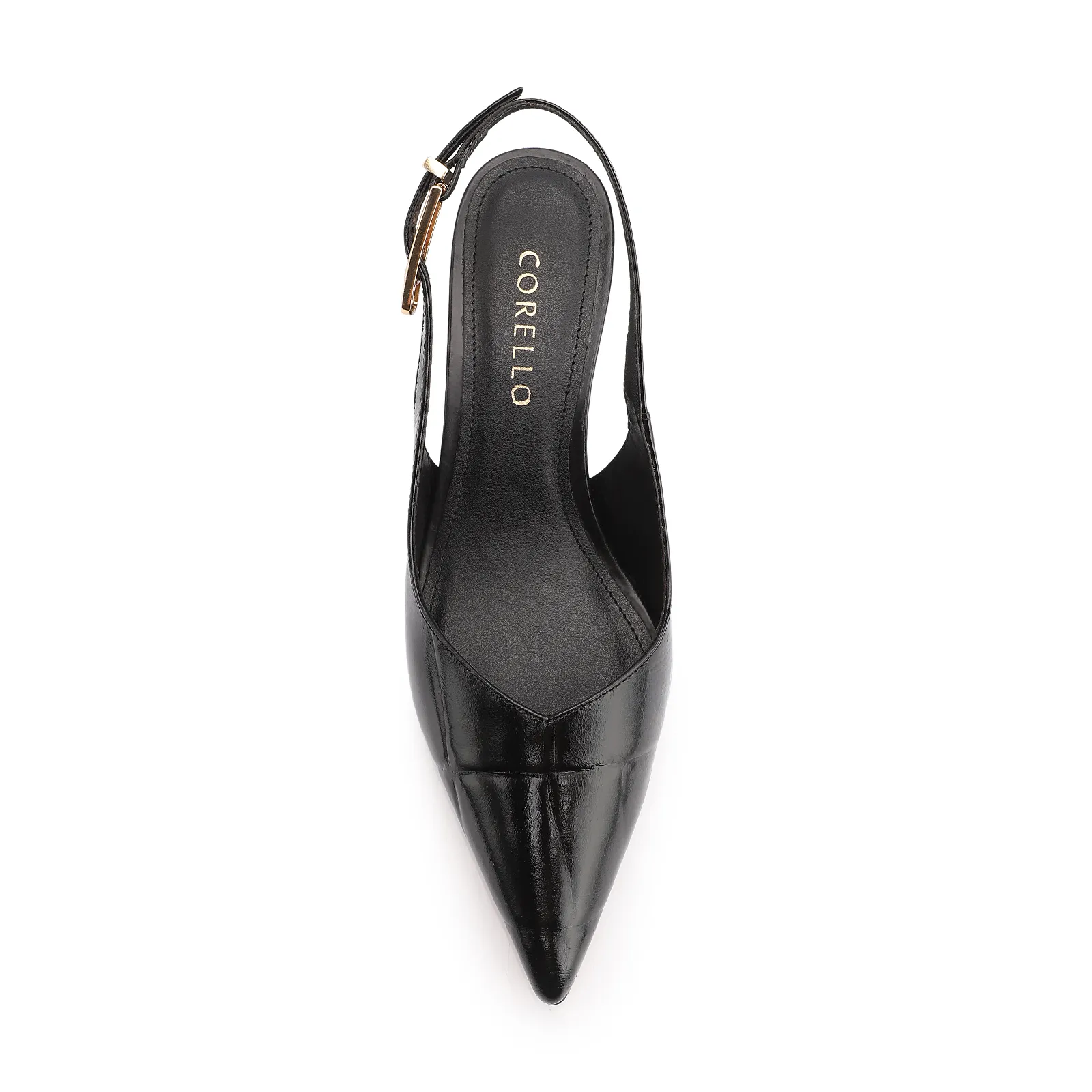 Scarpin Couro Maxi Croco Preto