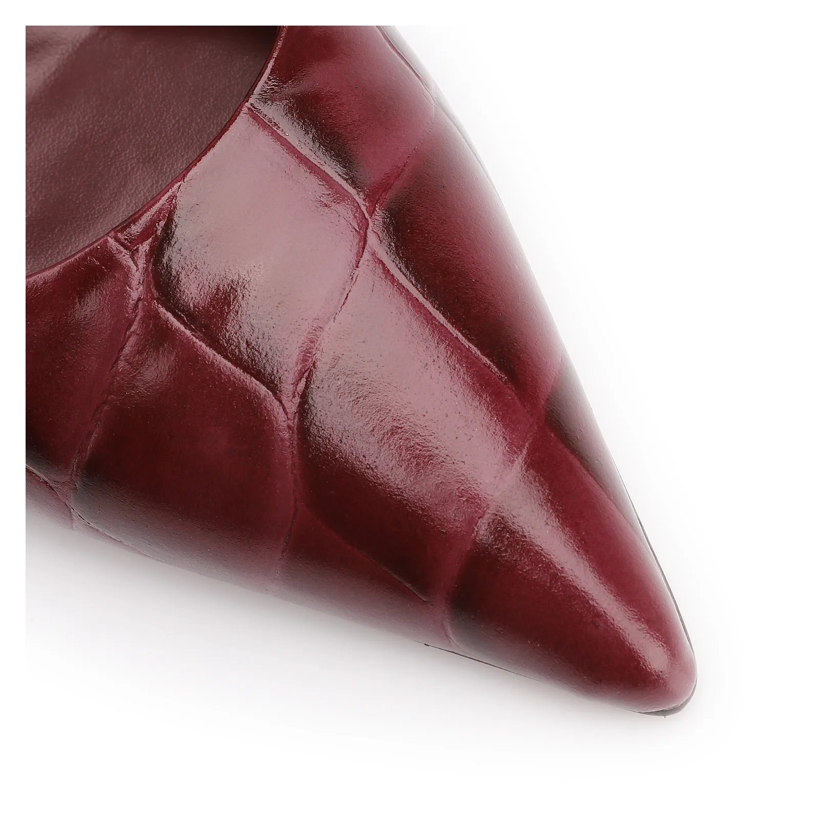 Scarpin Couro Maxi Croco Vinho