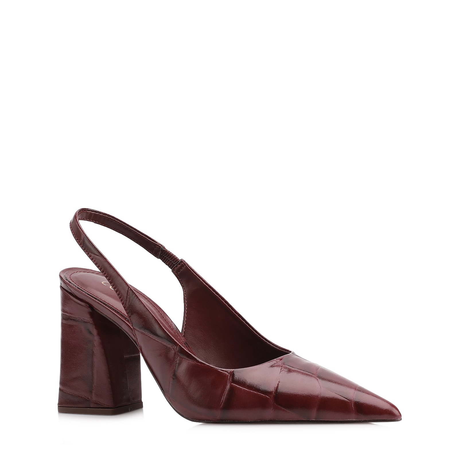 Scarpin Couro Maxi Croco Vinho