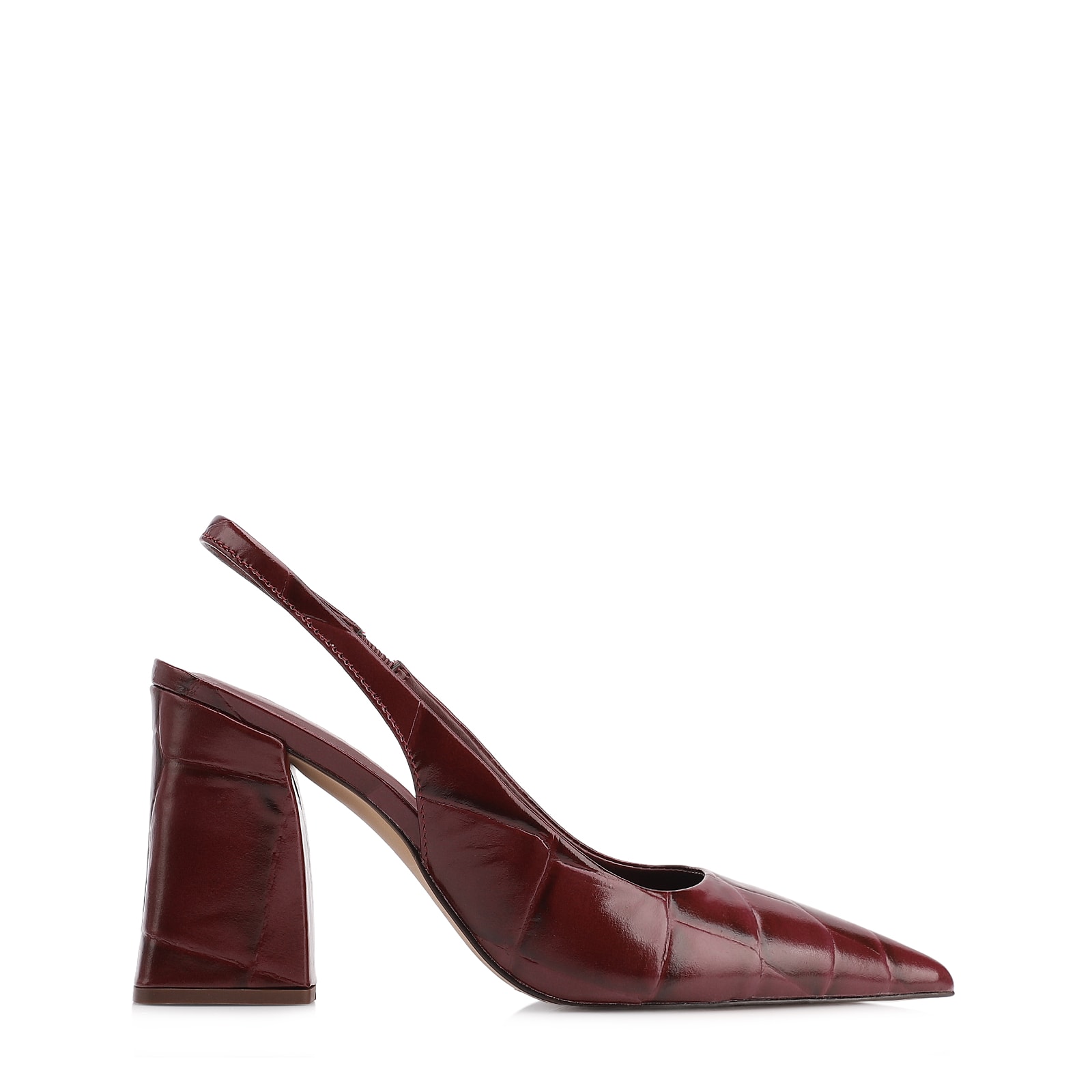 Scarpin Couro Maxi Croco Vinho