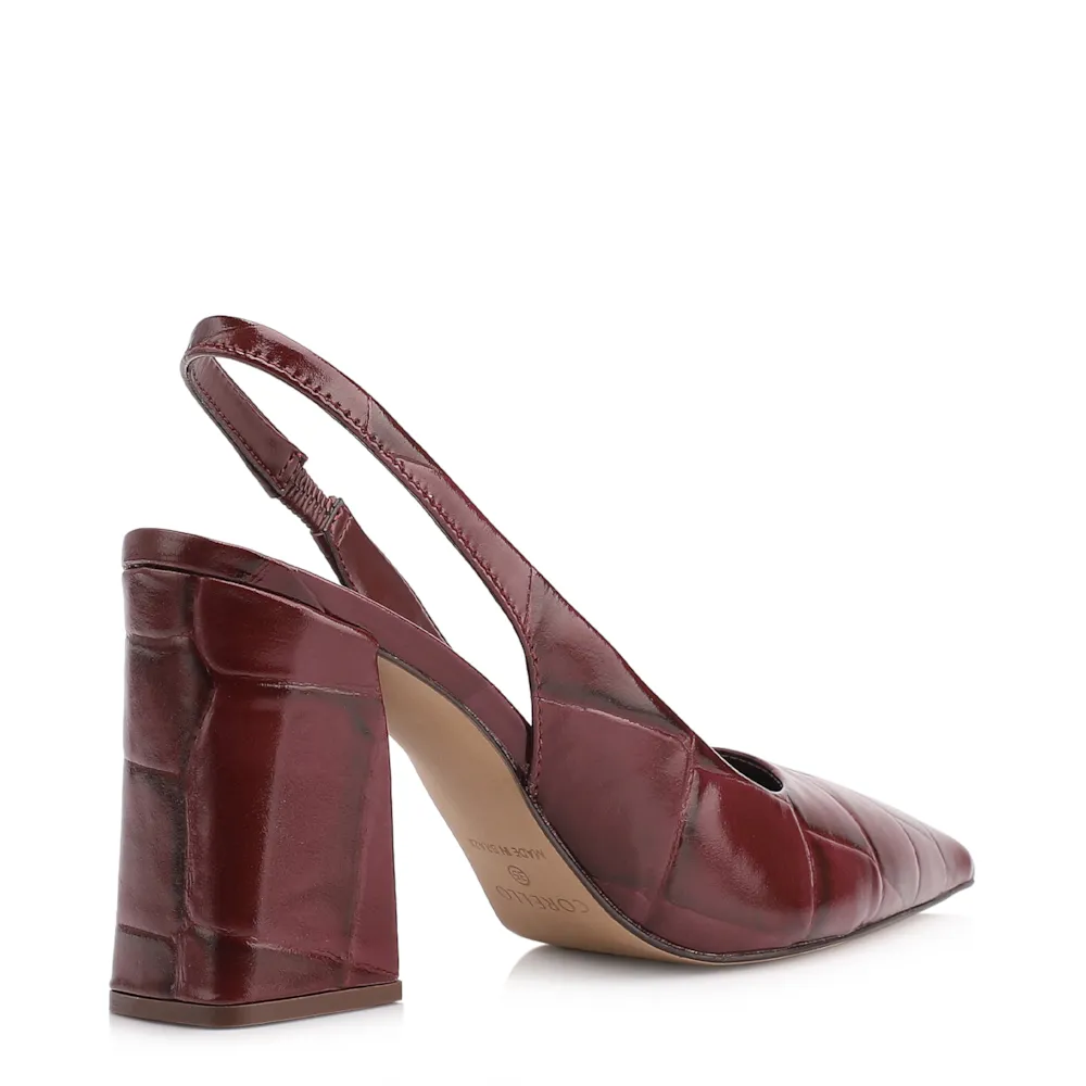 Scarpin Couro Maxi Croco Vinho - imagem 4