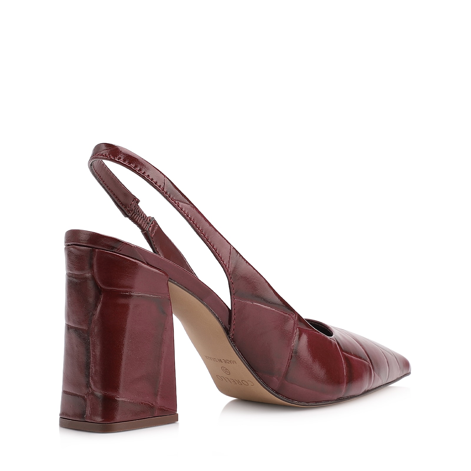 Scarpin Couro Maxi Croco Vinho