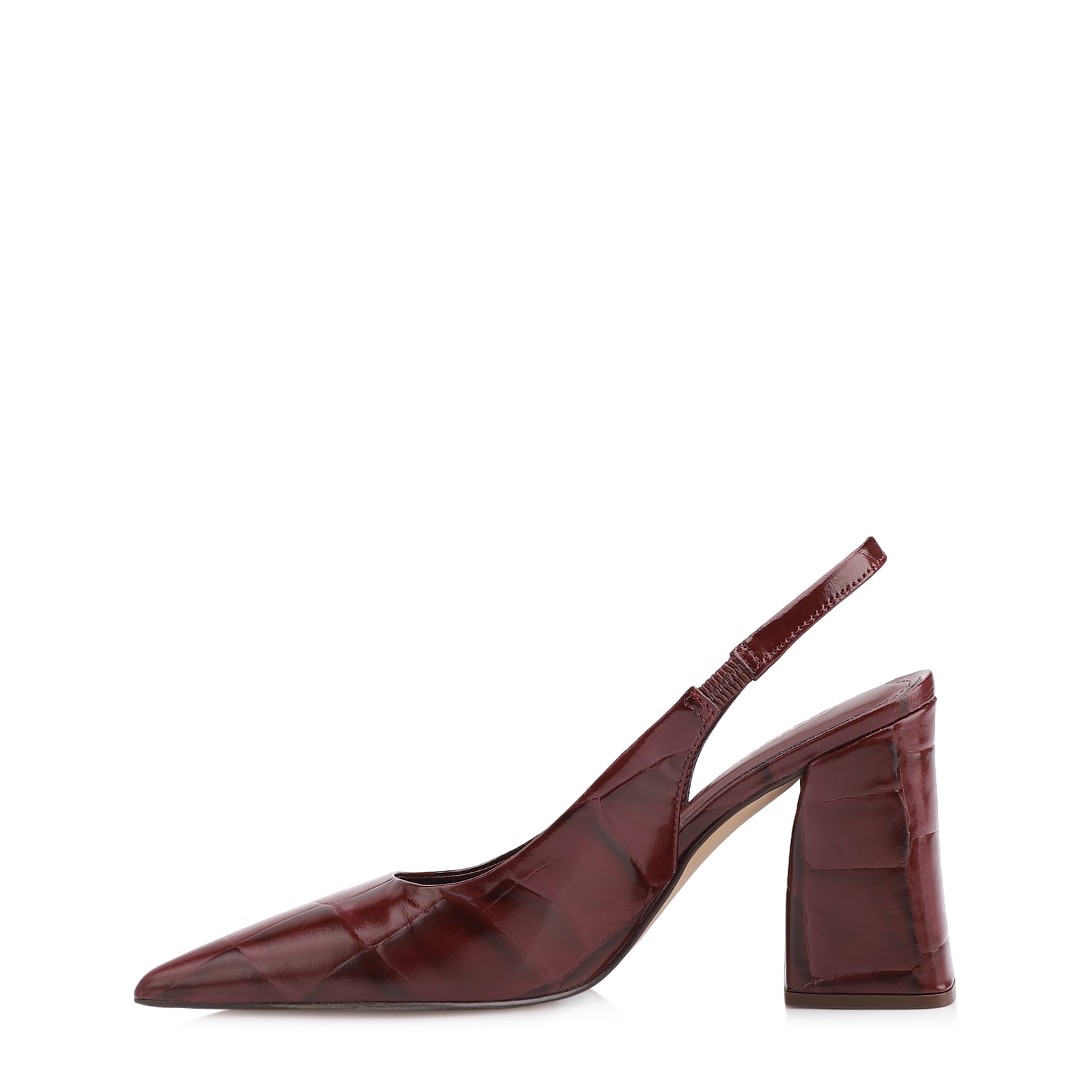 Scarpin Couro Maxi Croco Vinho