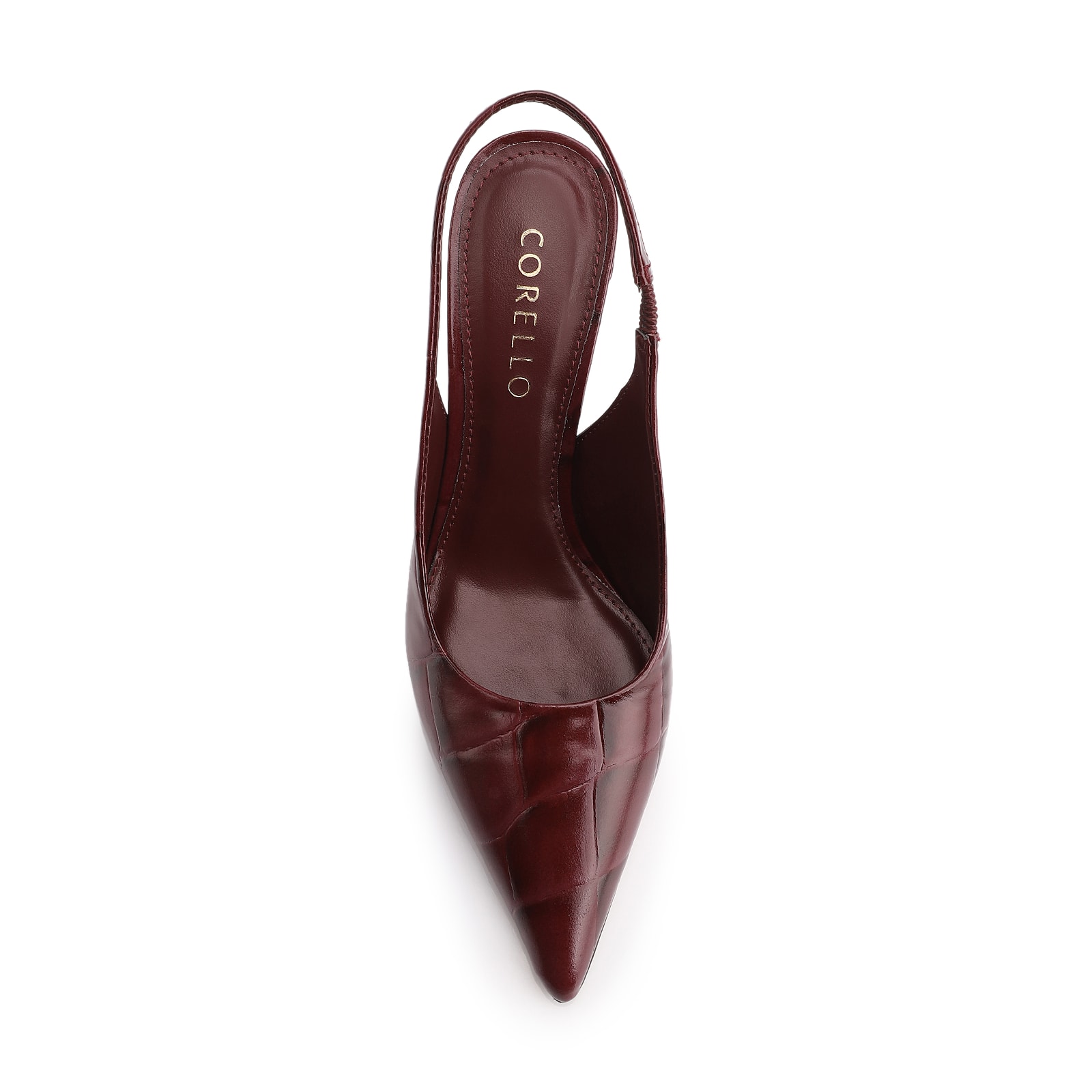 Scarpin Couro Maxi Croco Vinho