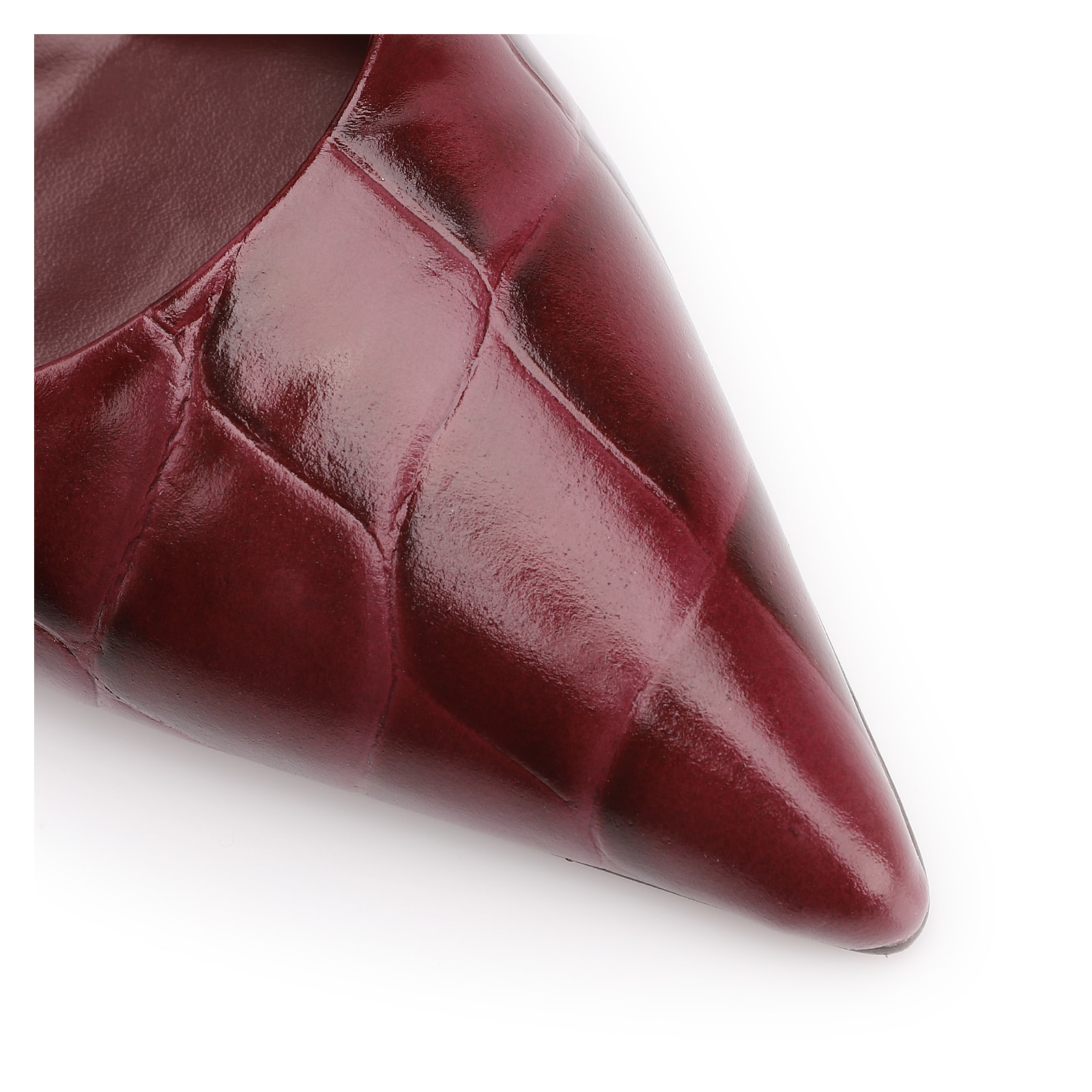 Scarpin Couro Maxi Croco Vinho