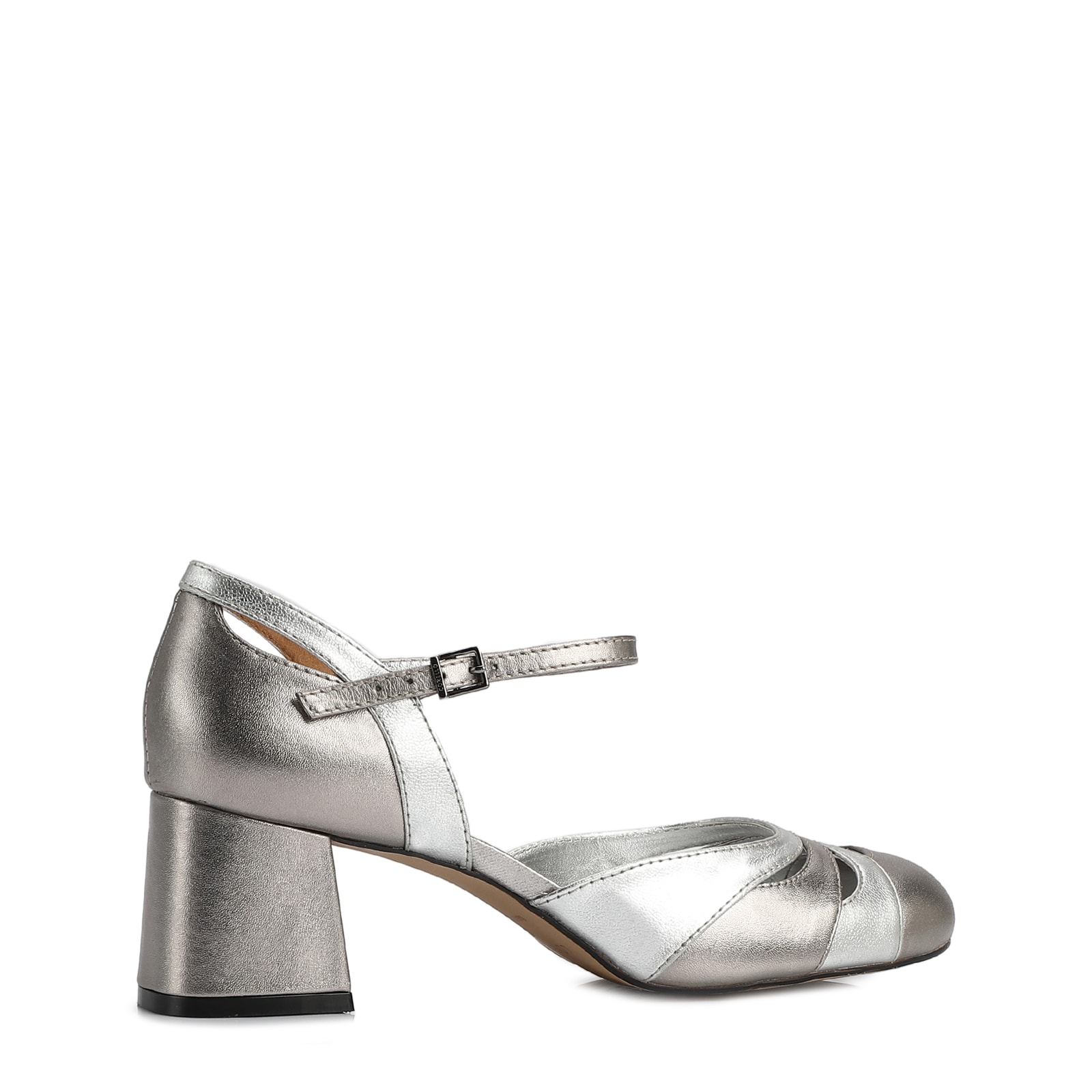 Scarpin Couro Metalizado/Prata