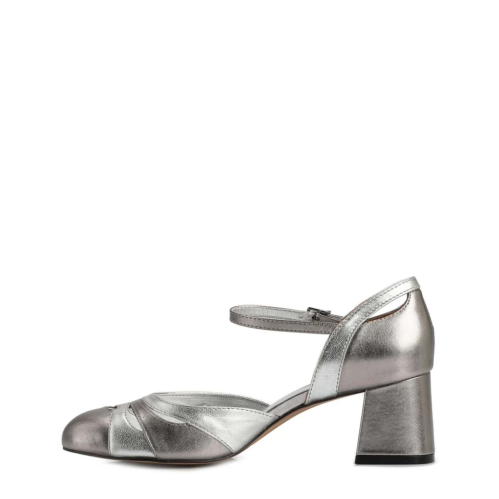 Scarpin Couro Metalizado/Prata