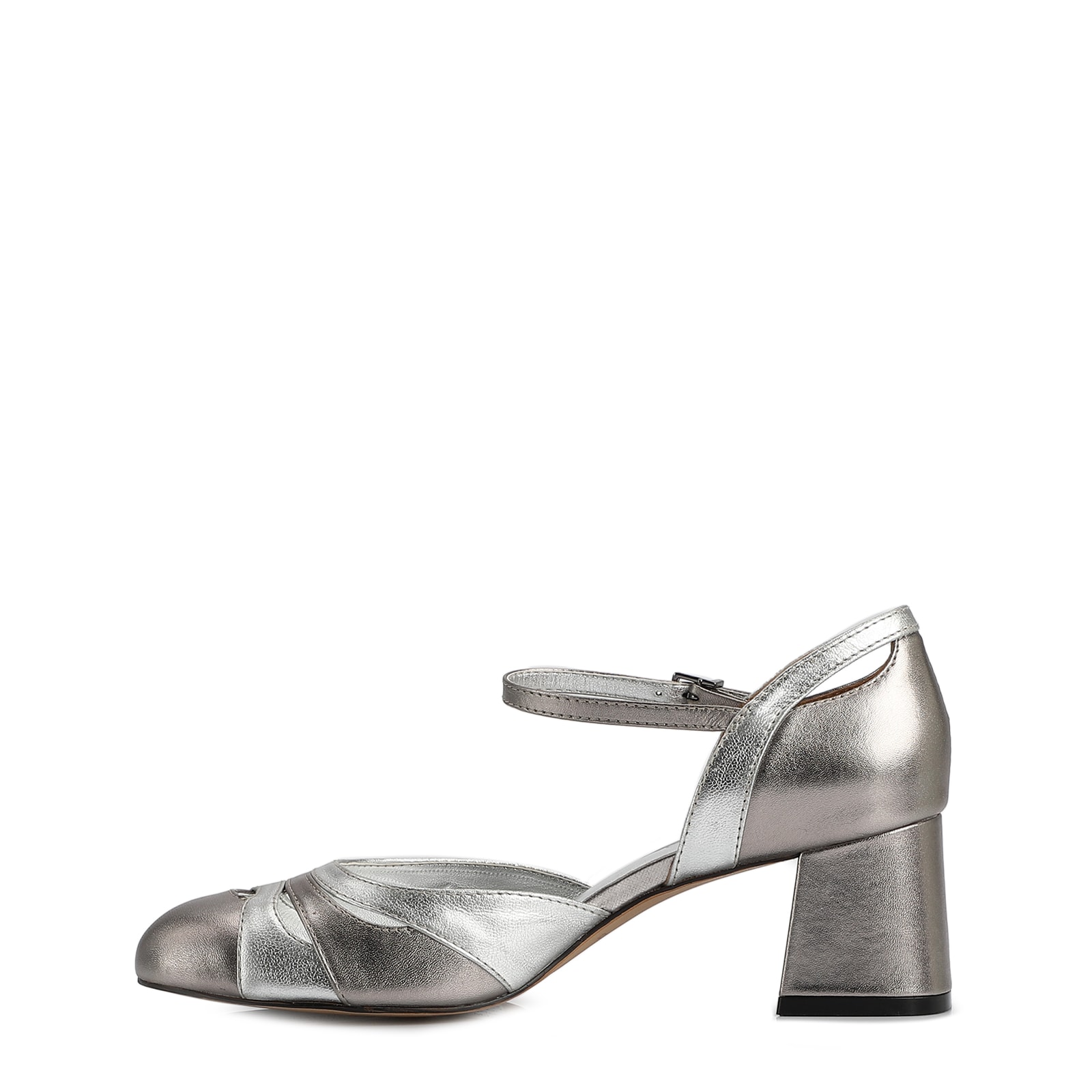 Scarpin Couro Metalizado/Prata