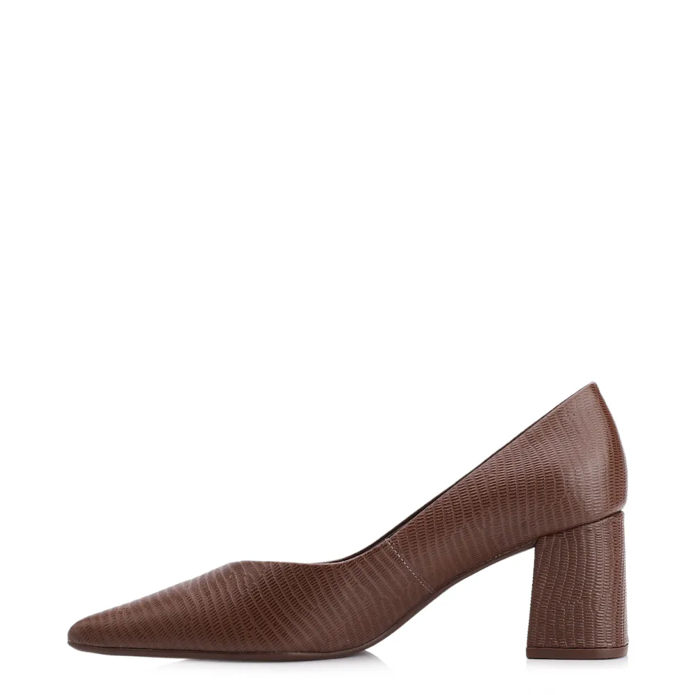 Scarpin Couro New Lezard Marrom Escuro - imagem 5