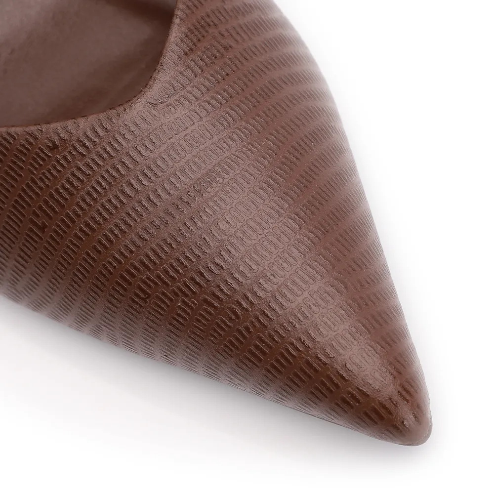 Scarpin Couro New Lezard Marrom Escuro - imagem 7