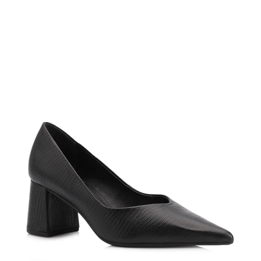 Scarpin Couro New Lezard Preto