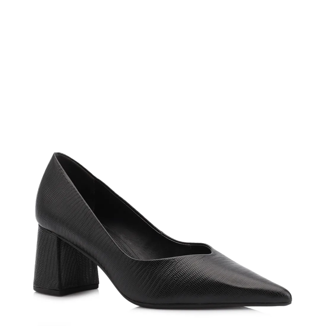 Scarpin Couro New Lezard Preto