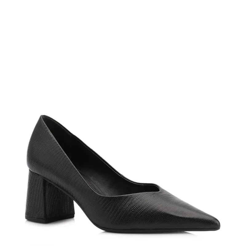 Scarpin Couro New Lezard Preto