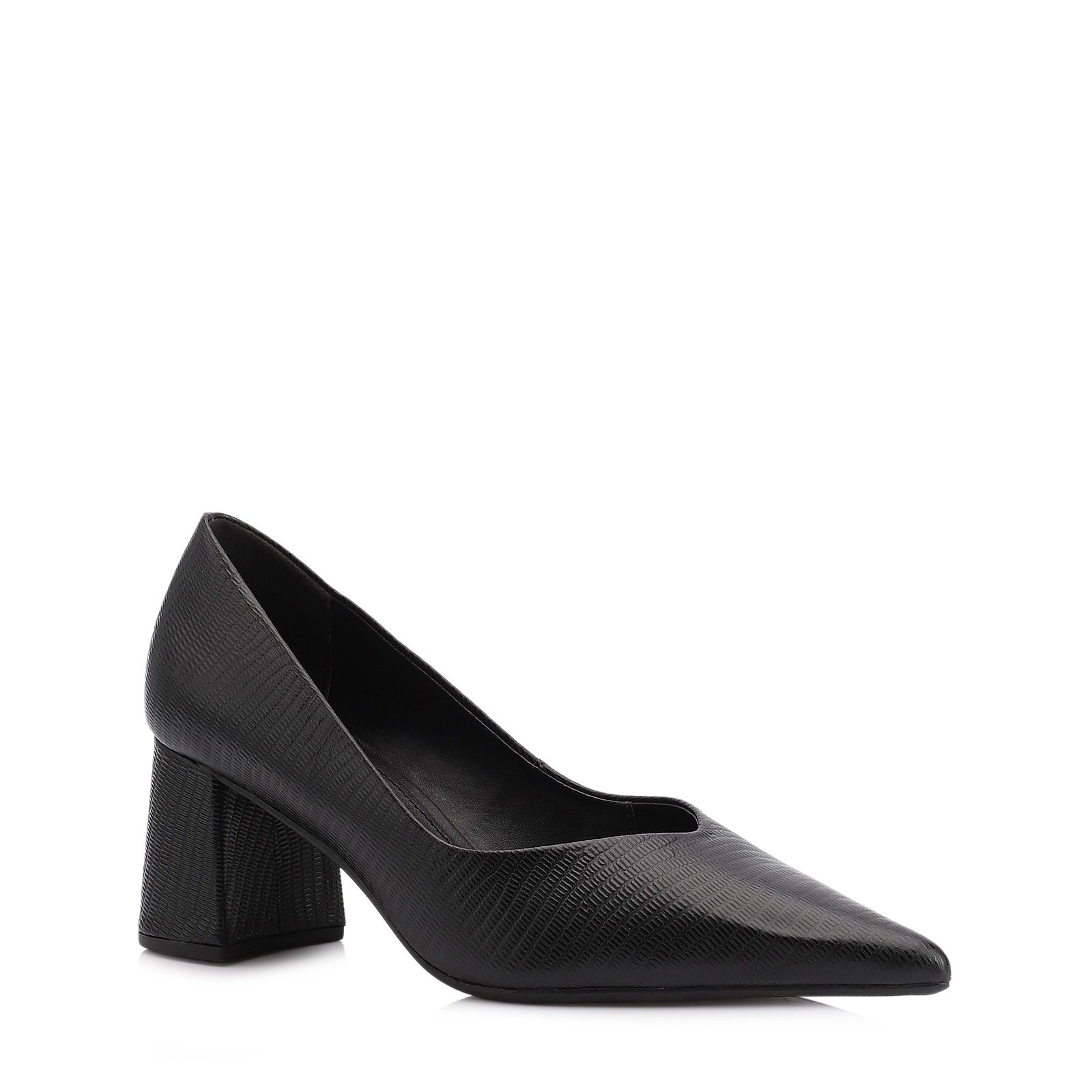 Scarpin Couro New Lezard Preto