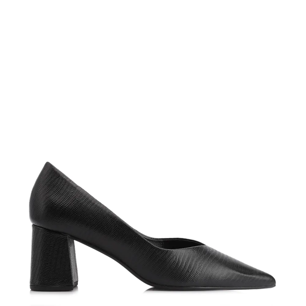 Scarpin Couro New Lezard Preto - imagem 3