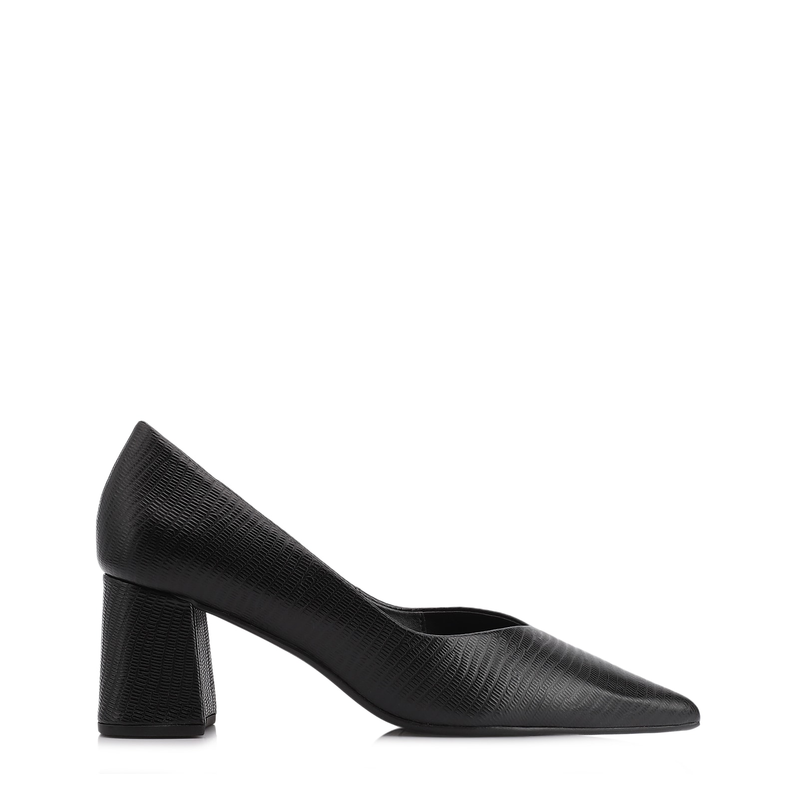 Scarpin Couro New Lezard Preto
