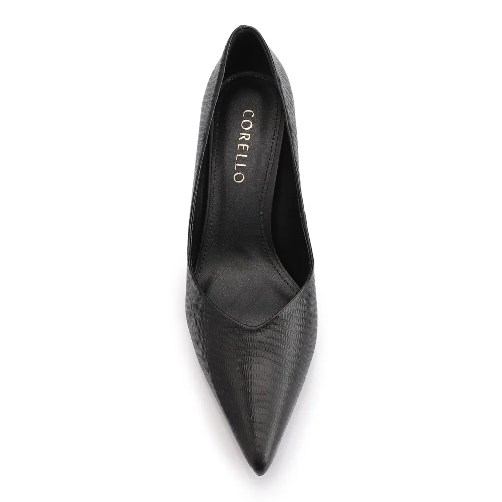 Scarpin Couro New Lezard Preto - imagem 6