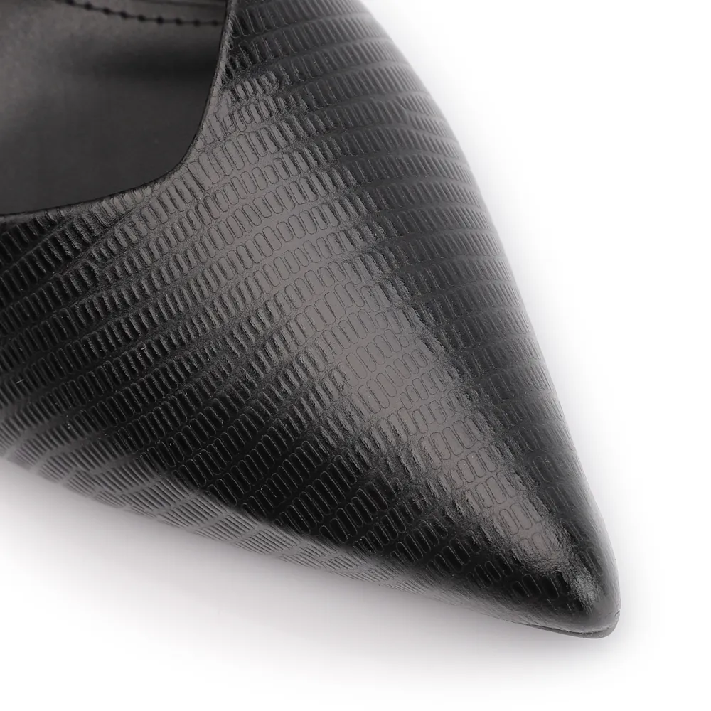 Scarpin Couro New Lezard Preto - imagem 7