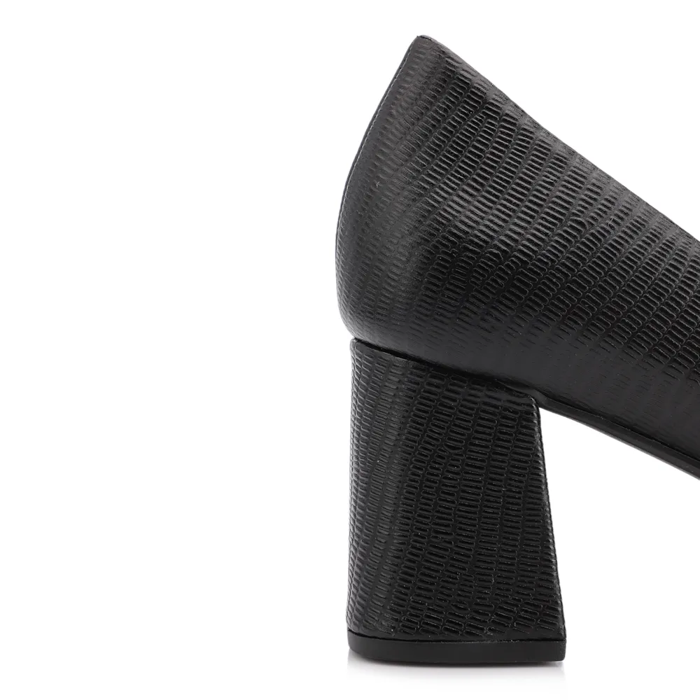 Scarpin Couro New Lezard Preto - imagem 8