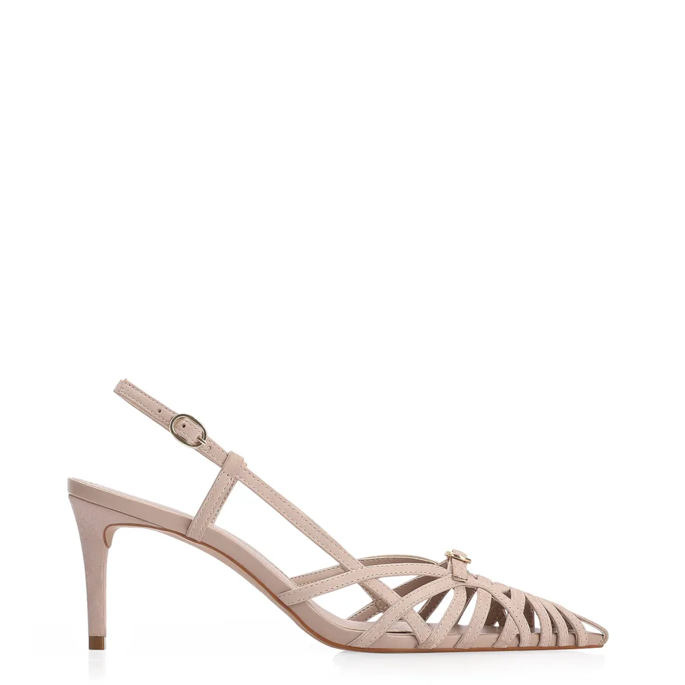 Scarpin Couro Nobuck Bege - imagem 3